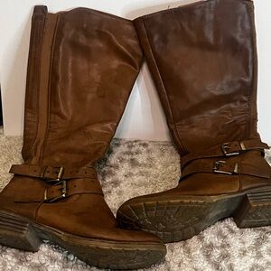 Brown Leather Knee-High Boots